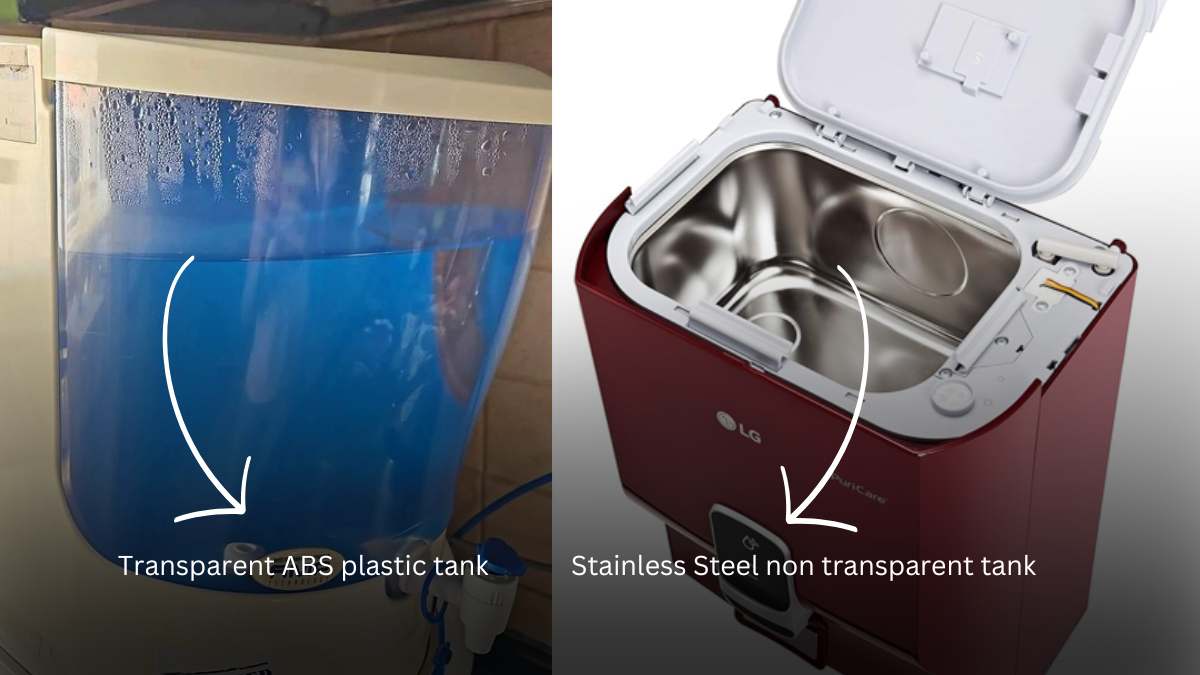 ABS Plastic and Stainless Steel Tank transparency comparison