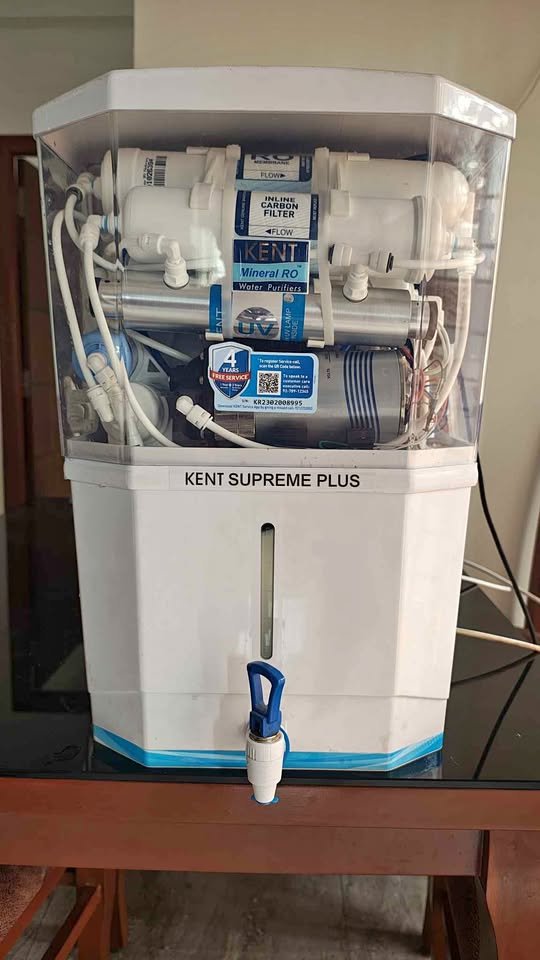 KENT Supreme Plus RO water purifier with Alkaline+Copper and UV purification, front view with tap